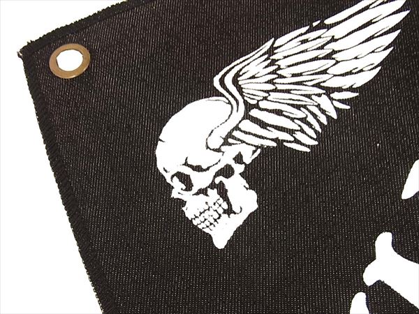 VANSON バンソン バナー デニム素材 ハトメ 穴 フラッグ プリント 黒系【美品】【中古】