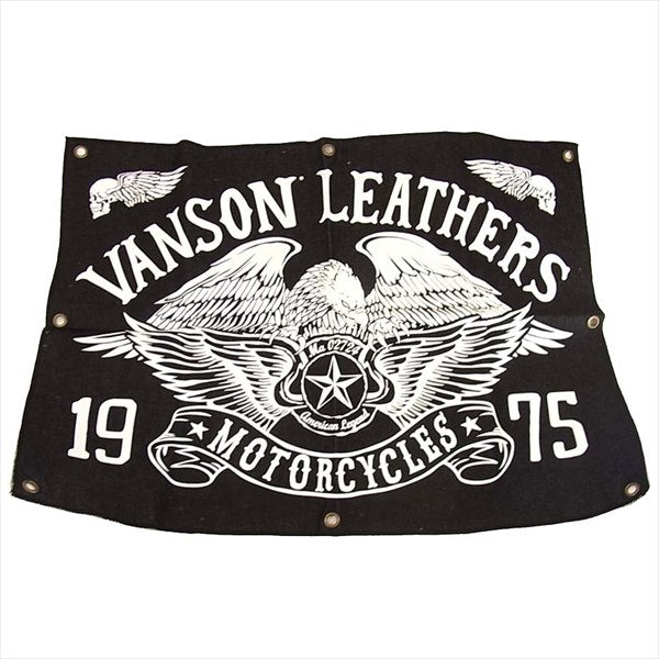 VANSON バンソン バナー デニム素材 ハトメ 穴 フラッグ プリント ブラック系【美品】【中古】