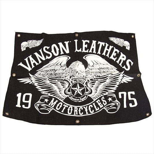 VANSON バンソン バナー デニム素材 ハトメ 穴 フラッグ プリント ブラック系【美品】【中古】