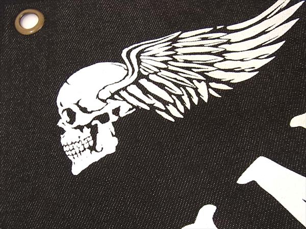VANSON バンソン バナー デニム素材 ハトメ 穴 フラッグ プリント ブラック系【美品】【中古】