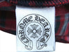 CHROME HEARTS クロムハーツ（原本無） 国内正規品 クロスボタン セメタリークロスパッチ フレアニーヨーク ラムレザー ウエスタン チェック ネル シャツ レッド系 SM【美品】【中古】