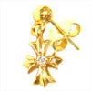 CHROME HEARTS クロムハーツ（原本有） 国内正規店原本付属 22K ER TNY PLS DROP1 DMND タイニーE CHクロス 1ダイヤ ドロップ ピアス ゴールド系【美品】【中古】
