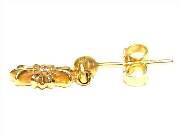 CHROME HEARTS クロムハーツ（原本有） 国内正規店原本付属 22K ER TNY PLS DROP1 DMND タイニーE CHクロス 1ダイヤ ドロップ ピアス ゴールド系【美品】【中古】