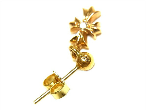 CHROME HEARTS クロムハーツ（原本有） 国内正規店原本付属 22K ER TNY PLS DROP1 DMND タイニーE CHクロス 1ダイヤ ドロップ ピアス ゴールド系【美品】【中古】