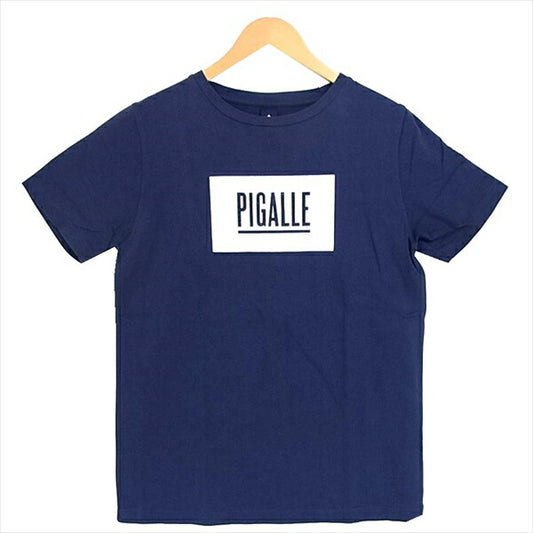 PIGALLE ピガール ロゴプリント 半袖 コットン100％ ロゴ ボックス クルーネック Tシャツ ネイビー系 S【中古】
