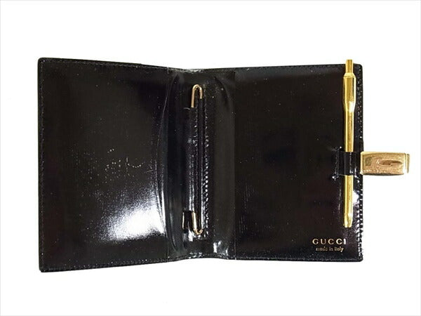 GUCCI グッチ パテント 手帳 ダイアリー ペン付属 イタリア製 Italy カード入れ レディース その他アクセサリー ブラック系  ブラック系【中古】