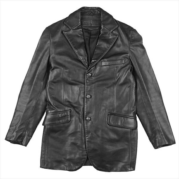 CHROME HEARTS クロムハーツ（原本無） クロスボール&フローラルボタン レザー テーラード ジャケット ブラック系 S【中古】