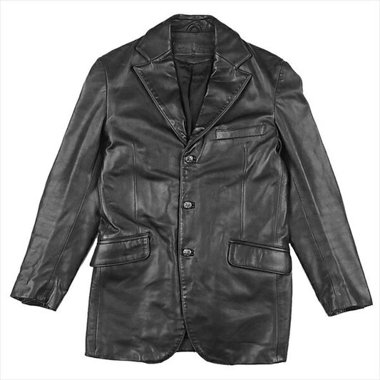 CHROME HEARTS クロムハーツ（原本無） クロスボール&フローラルボタン レザー テーラード ジャケット ブラック系 S【中古】