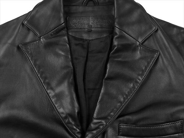 CHROME HEARTS クロムハーツ（原本無） クロスボール&フローラルボタン レザー テーラード ジャケット ブラック系 S【中古】