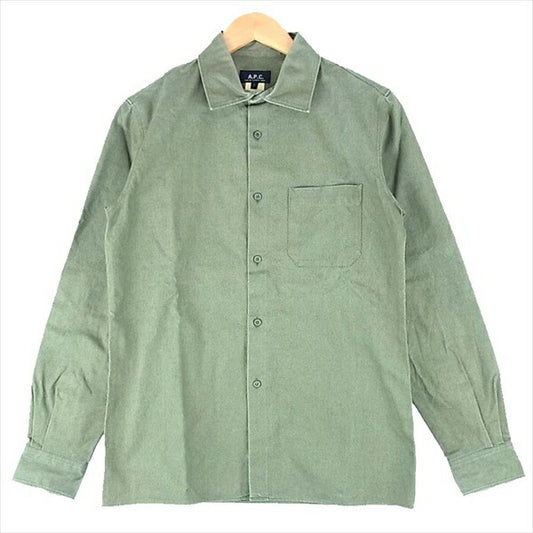A.P.C. アーペーセー フランス製 キャンバス 長袖 ワーク シャツ カーキ(オリーブグリーン)系 １【中古】