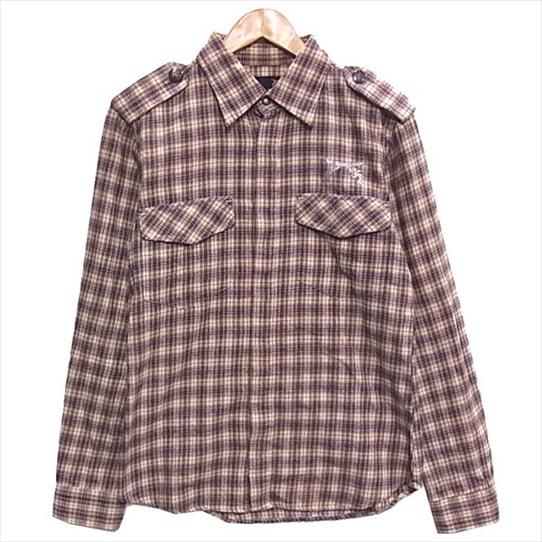 ROAR ロアー 二丁拳銃 メタル ボタン チェック 長袖シャツ ブラウン系 ブラウン系 2【中古】