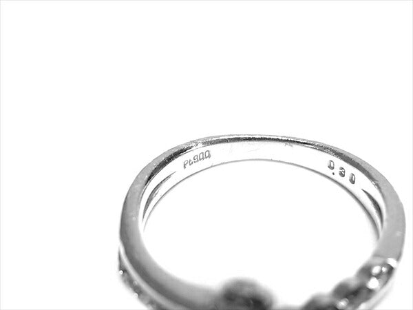 ダイヤリング Pt900 0.30 指輪 デザイン 華奢 カーブ レディース リング シルバー 10号程度【中古】