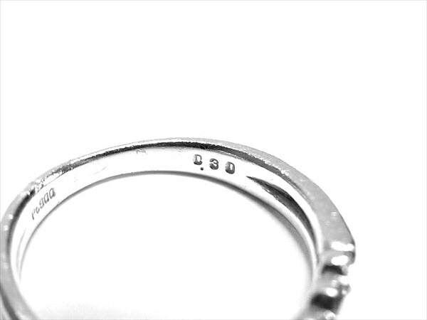 ダイヤリング Pt900 0.30 指輪 デザイン 華奢 カーブ レディース リング シルバー 10号程度【中古】