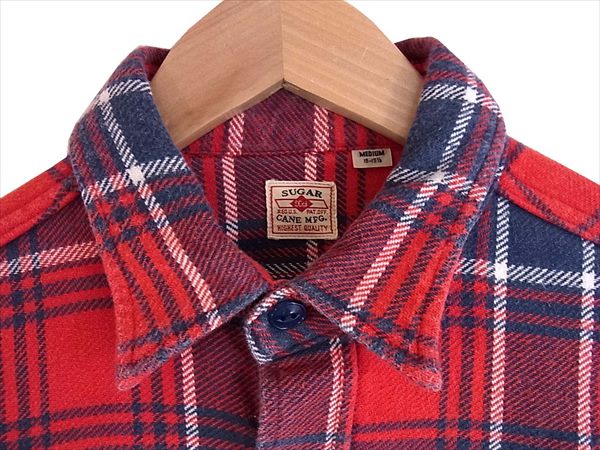 SUGAR CANE シュガーケーン ヘビーネル チェックワークシャツ メンズ 長袖シャツ レッド系  レッド系 M【中古】