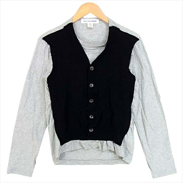 COMME des GARCONS コムデギャルソン S19506 ニット ドッキング 切替 長袖 日本製 カットソー グレー系 グレー系 M【中古】