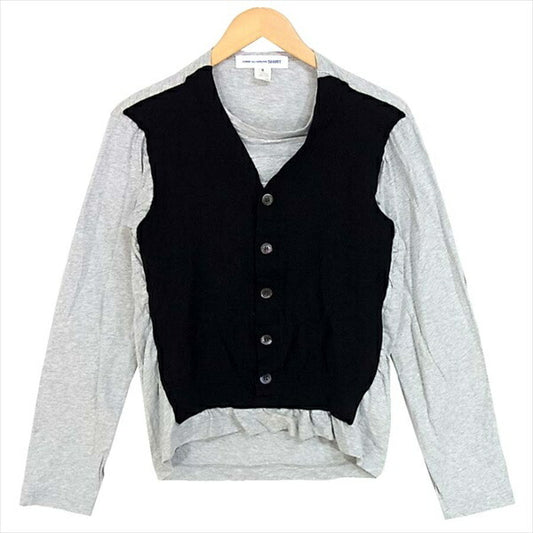 COMME des GARCONS コムデギャルソン S19506 ニット ドッキング 切替 長袖 日本製 カットソー グレー系 グレー系 M【中古】