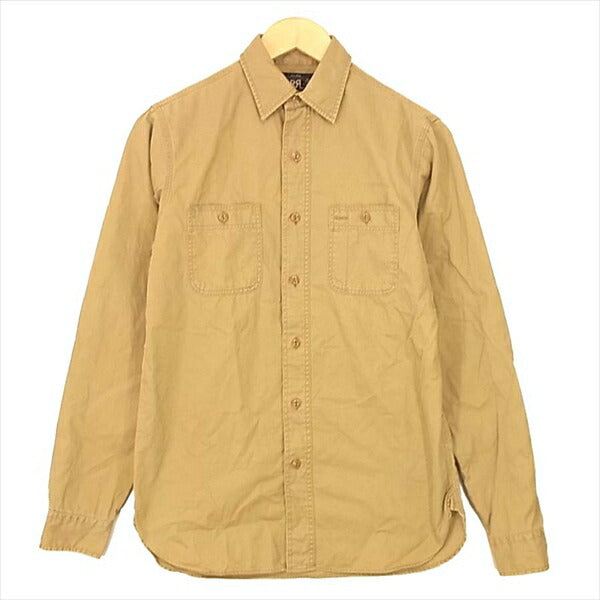 RRL ダブルアールエル ワーク ロングスリーブ ボタン コットン 無地 シンプル 長袖シャツ ベージュ系 XS【中古】