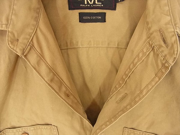 RRL ダブルアールエル ワーク ロングスリーブ ボタン コットン 無地 シンプル 長袖シャツ ベージュ系 XS【中古】