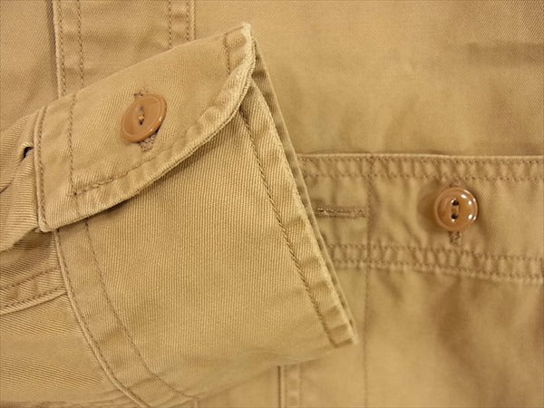 RRL ダブルアールエル ワーク ロングスリーブ ボタン コットン 無地 シンプル 長袖シャツ ベージュ系 XS【中古】
