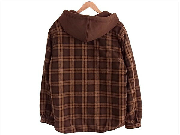 Supreme シュプリーム 18AW hooded plaid work shirt フーデッド パデッド ワーク シャツ パーカー ブラウン系 M【美品】【中古】