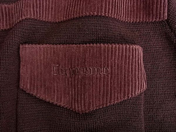 Supreme シュプリーム 18AW Corduroy Detailed Zip Sweater コーデュロイ ジップ アップ セーター ブラウン系 L【美品】【中古】
