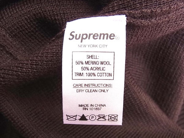 Supreme シュプリーム 18AW Corduroy Detailed Zip Sweater コーデュロイ ジップ アップ セーター ブラウン系 L【美品】【中古】