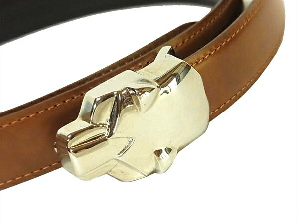CARTIER カルティエ パンテール レザー ベルト 牛革 レディース レザーベルト ブラウン系【極上美品】【中古】