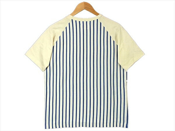 ファイブホイッスル ラグラン ストライプ 半袖Tシャツ 半袖 Tシャツ ブルー系 M【美品】【中古】