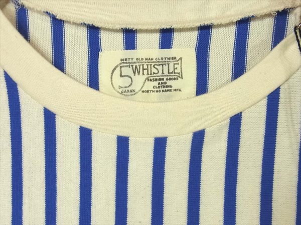 ファイブホイッスル ラグラン ストライプ 半袖Tシャツ 半袖 Tシャツ ブルー系 M【美品】【中古】