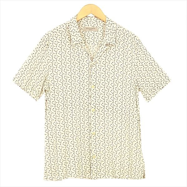 オールセインツ SS SHIRTS 音符 プリント 総柄 レーヨン 半袖シャツ オフホワイト系 オフホワイト系 M【中古】