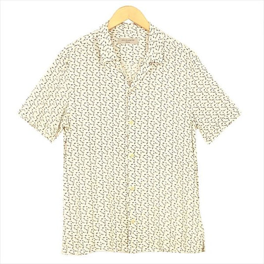 オールセインツ SS SHIRTS 音符 プリント 総柄 レーヨン 半袖シャツ オフホワイト系 オフホワイト系 M【中古】