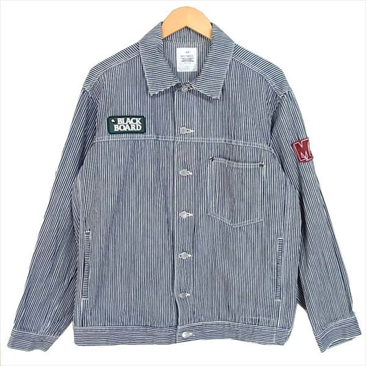 MACKDADDY マックダディー MDY ヒッコリー ストライプ ワッペン BLACKBOARD ジャケット ネイビー系 ネイビー系 L【中古】