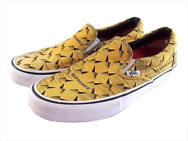 Supreme シュプリーム ×Vans バンズ 19SS Diamond Plate Slip-On Pro VN0A347VTEG スニーカー イエロー系 27.5㎝【中古】