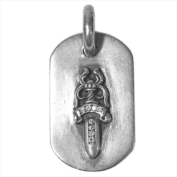 CHROME HEARTS クロムハーツ（原本無） スモール レイズド ダガー ドッグ タグ ダイヤ ペンダントトップ シルバー【中古】