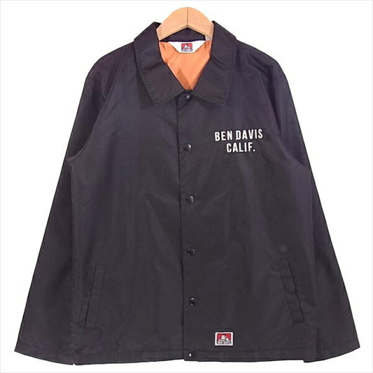BEN DAVIS ベンデイビス ナイロン コーチ メンズ ロゴ 刺繍 ジャケット 黒系 黒系 M【美品】【中古】
