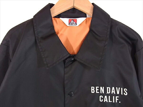 BEN DAVIS ベンデイビス ナイロン コーチ メンズ ロゴ 刺繍 ジャケット 黒系 黒系 M【美品】【中古】