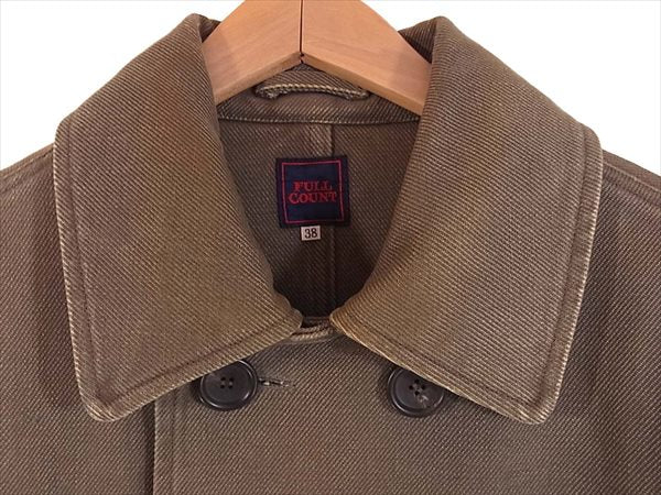 FULLCOUNT フルカウント 硫化染め ヘビーコットンツイル ジャケット Pコート カーキ(オリーブグリーン)系 38【中古】