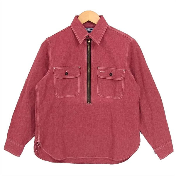 ヘッドライト ハーフジップ ワーク シャツ 胸ポケット 日本製 ワークシャツ レッド系 レッド系 14 1/2【中古】