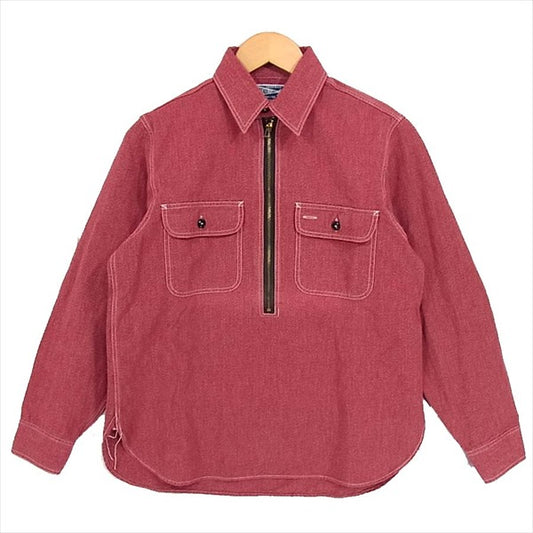 ヘッドライト ハーフジップ ワーク シャツ 胸ポケット 日本製 ワークシャツ レッド系 レッド系 14 1/2【中古】