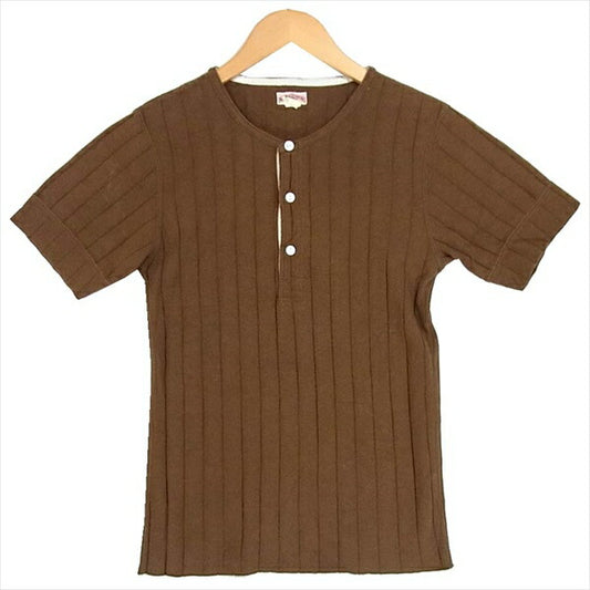 The REAL McCOY'S ザリアルマッコイズ リアルマッコイズ THE REAL MCCOY'S ダブルダイヤモンド DOUBLE DIAMOND ヘンリーネック Tシャツ ライトブラウン系 ライトブラウン系 S【中古】