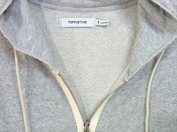 nonnative ノンネイティブ NN-C2101 スウェット ジップパーカー 日本製 ライン ジップ パーカー グレー系 グレー系 1【中古】