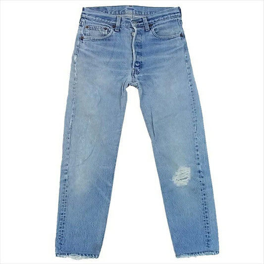 Levi's リーバイス 59358 ストレート スモールE ボタンフライ 米国製 ダメージ デニム パンツ ブルー系 ブルー系 W28【中古】