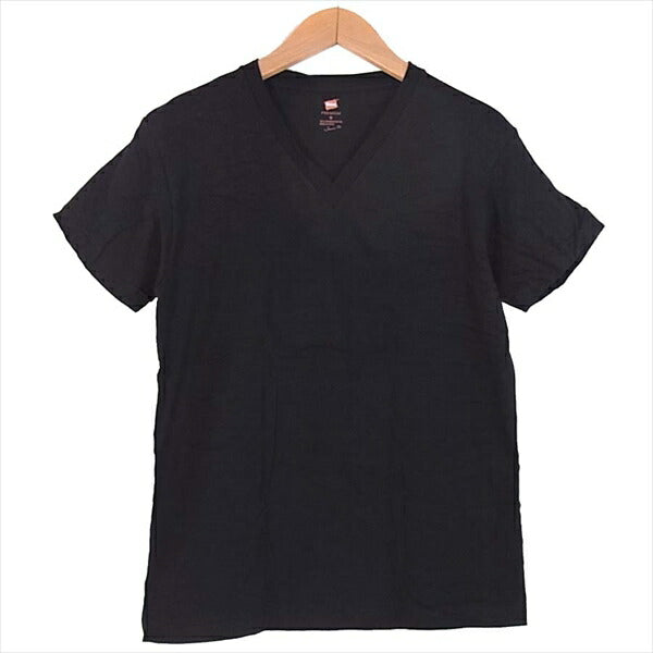 ヘインズ PREMIUM JAPAN FIT HM1-F002 プレミアム ジャパンフィット Vネック 半袖 Tシャツ 2枚セット Tシャツ 黒×カーキ 黒×カーキ S【新古品】【未使用】【中古】