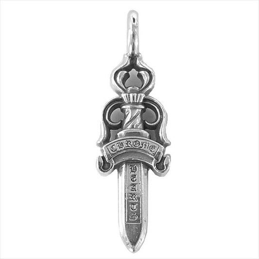 CHROME HEARTS クロムハーツ（原本無） DBL DAGGER ダブルダガー タガ― ボールチェーン付き ペンダントトップ シルバー【中古】