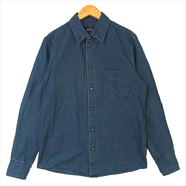 A.P.C. アーペーセー コットン インディゴ 長袖 シャツ デニム デニムシャツ インディゴブルー系 インディゴブルー系 XS【中古】