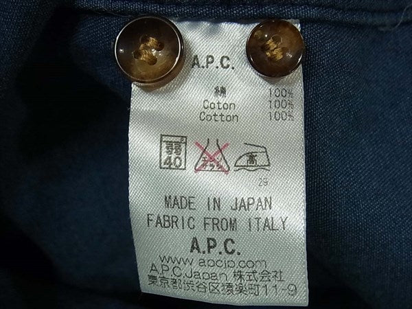 A.P.C. アーペーセー コットン インディゴ 長袖 シャツ デニム デニムシャツ インディゴブルー系 インディゴブルー系 XS【中古】