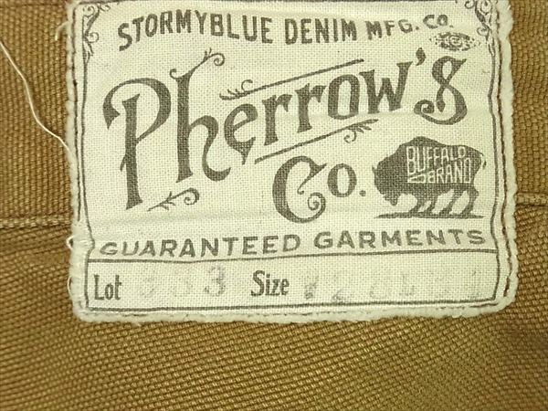 Pherrow's フェローズ 333 ダック ワークパンツ ワーク コットン 日本製 パンツ ブラウン系 ブラウン系 W28 L34【中古】