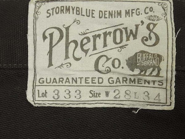 Pherrow's フェローズ 333 ダック ワークパンツ ワーク コットン 日本製 パンツ ブラック系 ブラック系 W28 L34【中古】