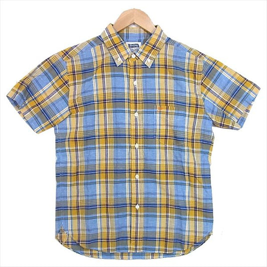 Pherrow's フェローズ PBDS3 マドラスチェックシャツ ボタンダウン 日本製 ボタンダウンシャツ 青×黄 青×黄 38【中古】
