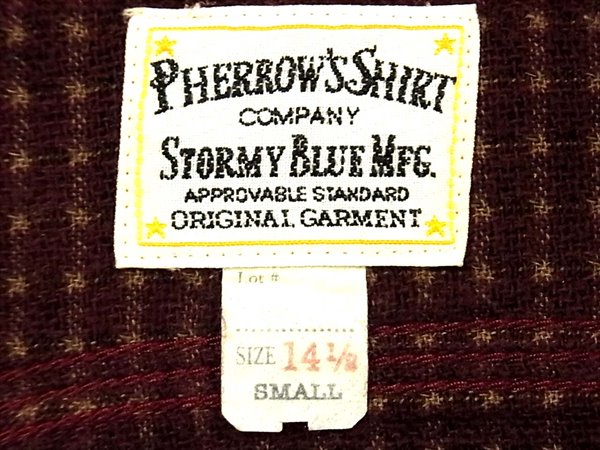 Pherrow's フェローズ ハーフジップ プルオーバーシャツ コットン 長袖シャツ 赤茶系 S【中古】